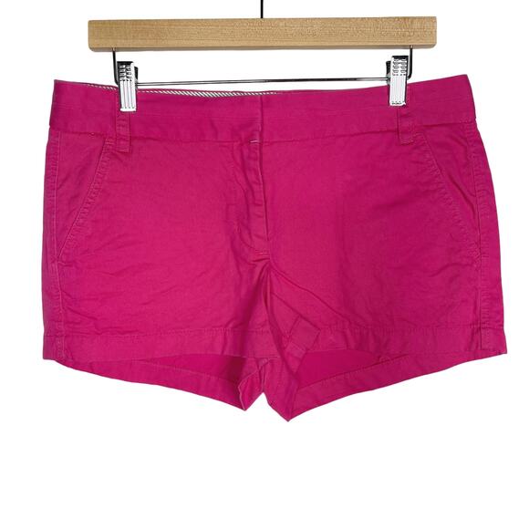 J Crew Womens Size 8 Hot Pink 3" Chino Shorts Broken In Cotton Casual Flat Front - Picture 1 of 6